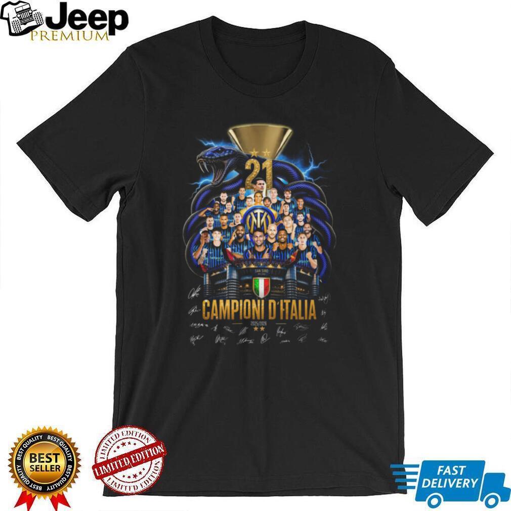 Campioni D Italia 21 Inter Milan Soccer Team Stadium Snake Gold T Shirt