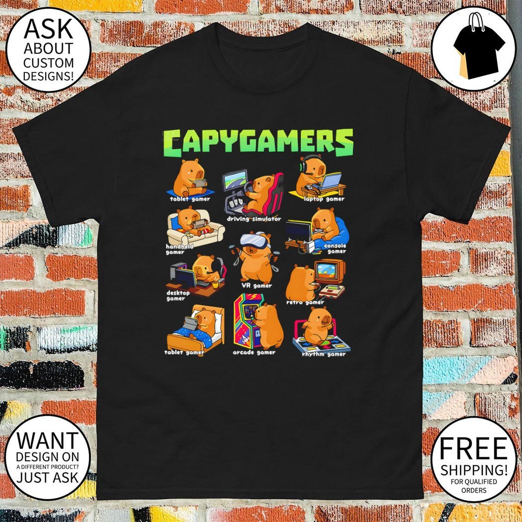 Capygamers tablet gamer driving simulator laptop gamer handheld gamer shirt