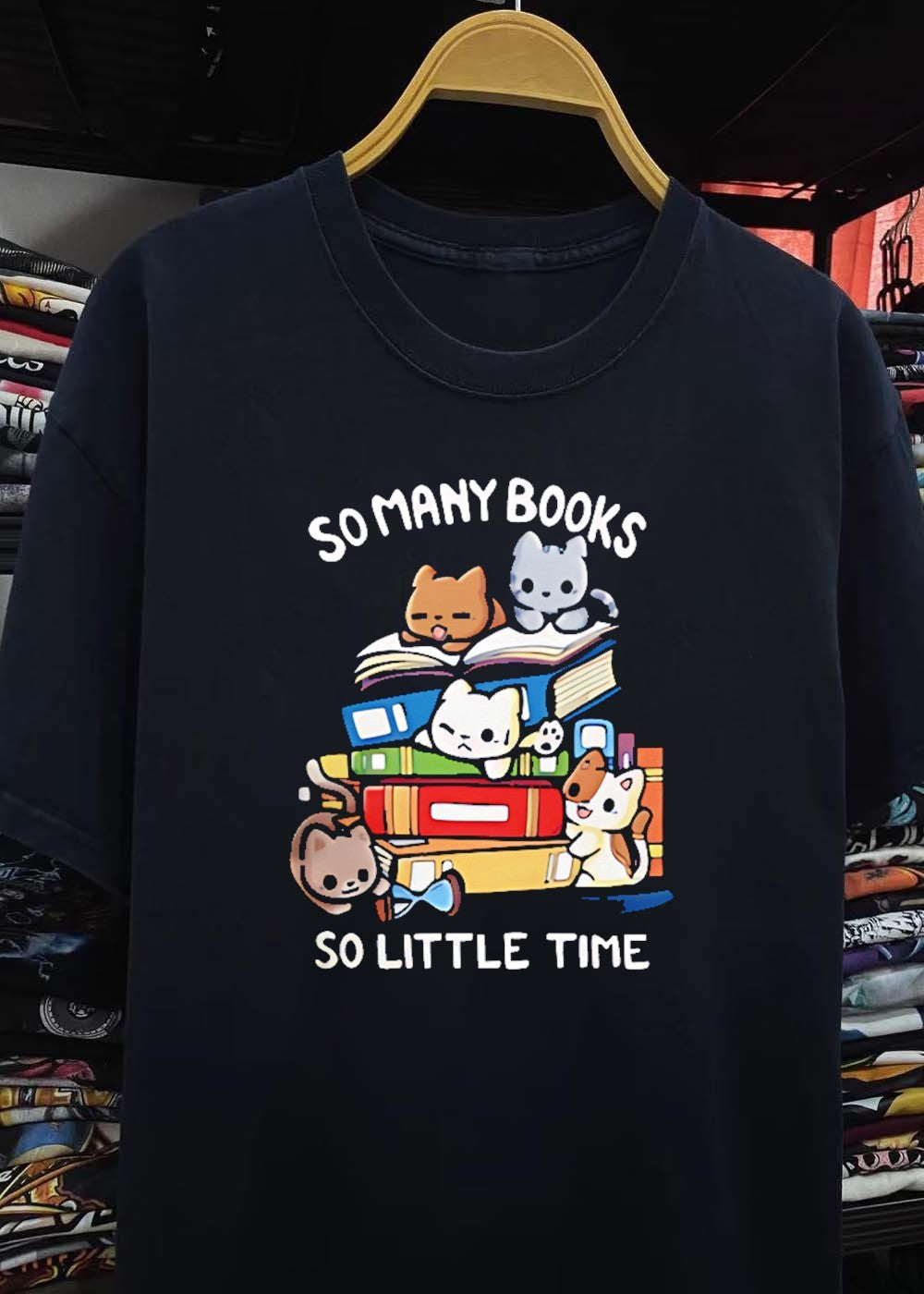Cats Reading Books So Many Little Time T-Shirt