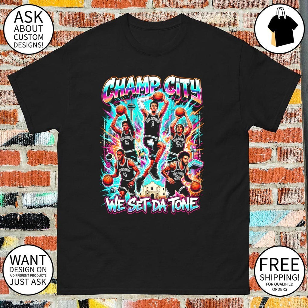 Champ City Victor Wembanyama San Antonio Spurs Basketball We Set Da Tone graphic shirt