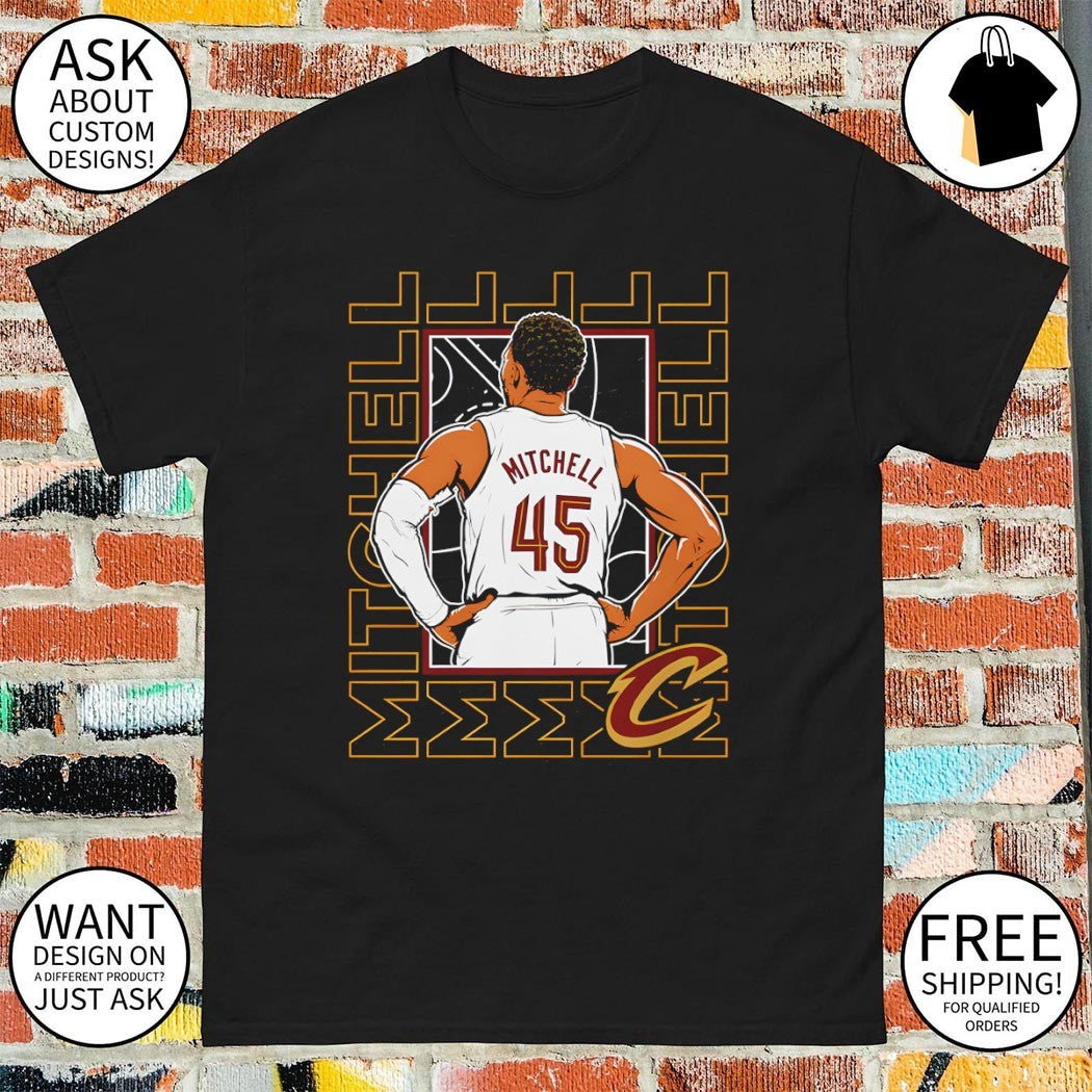 Cleveland Cavaliers Donovan Mitchell basketball player jersey print mens black shirt