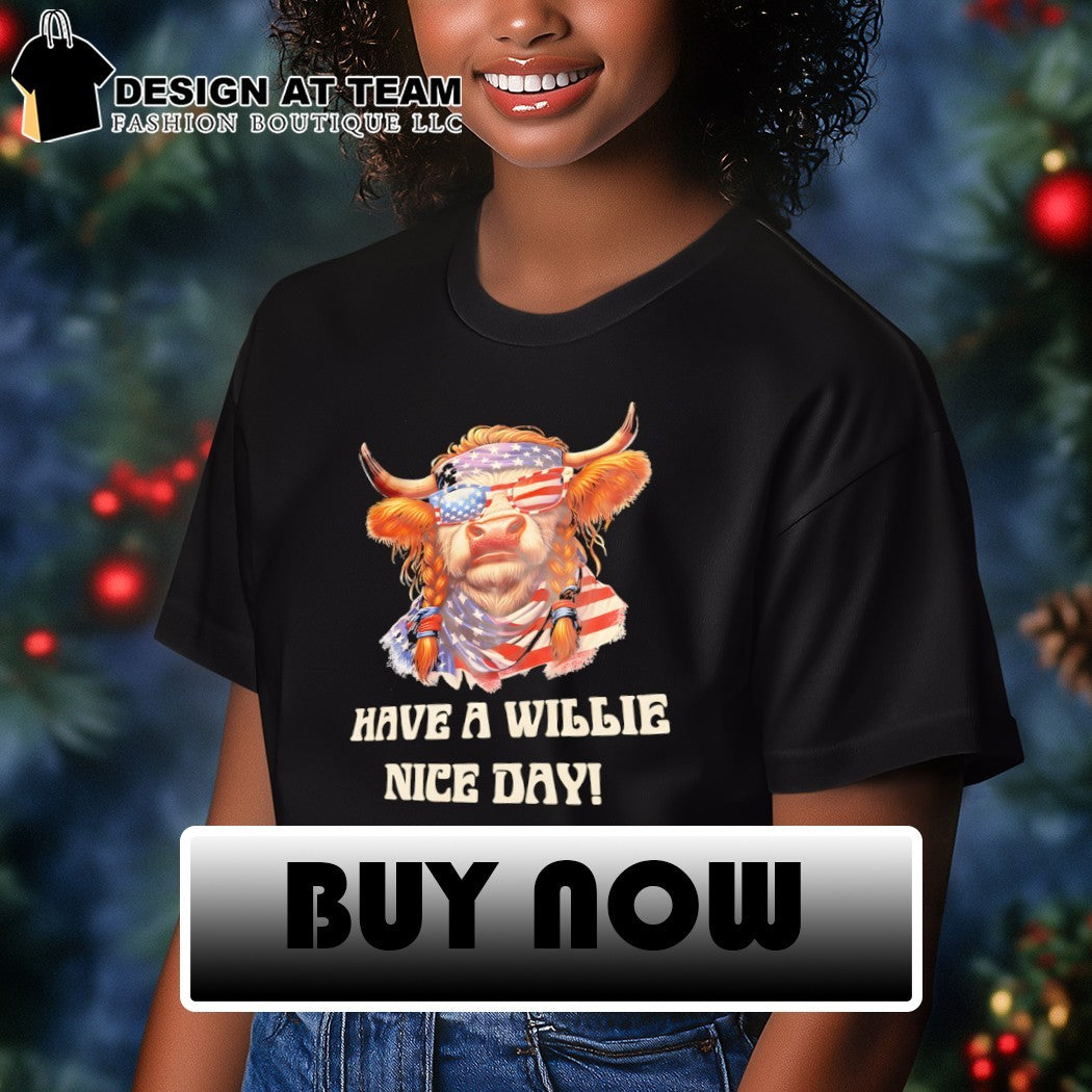 Cow America have a willie nice day American flag 4th of July shirt