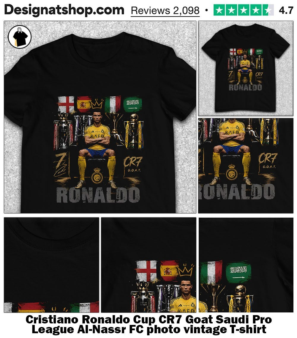 Cristiano Ronaldo Cup CR7 Goat Saudi Pro League Al-Nassr FC photo vintage shirt