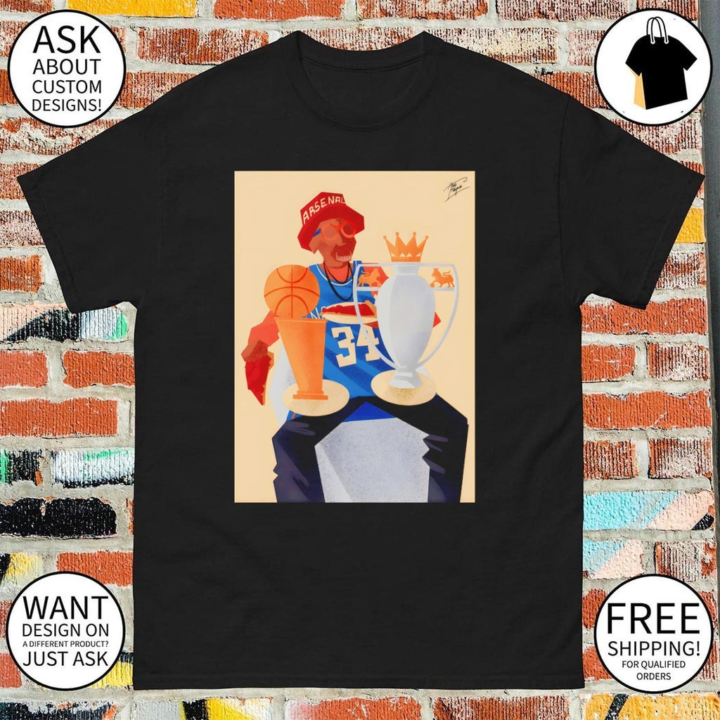 Dale Edwin Murray pizza Dap of Champions Arsenal Premier League cup and NBA Cup 2026 shirt