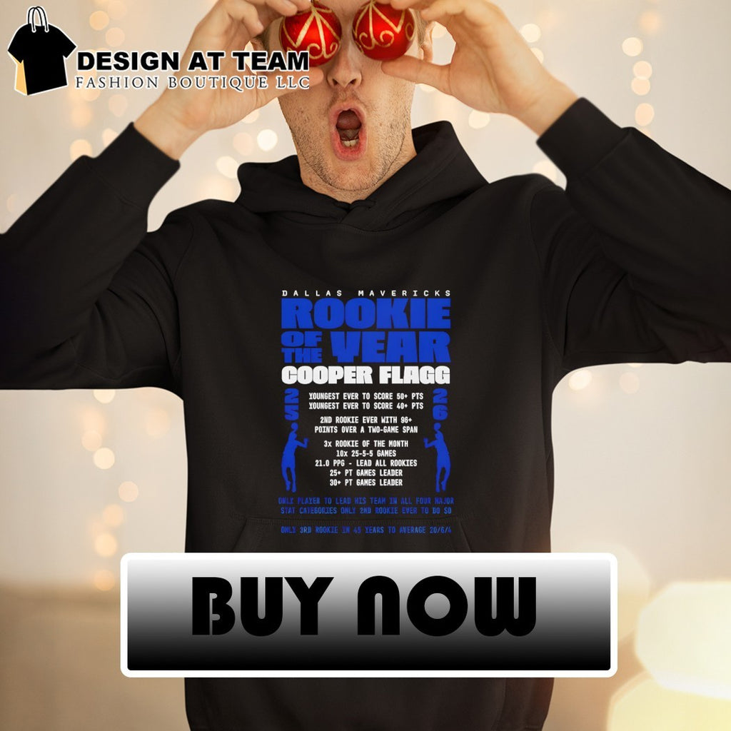 Dallas Mavericks Rookie of the year Cooper Flagg 2026 youngest ever to score shirt