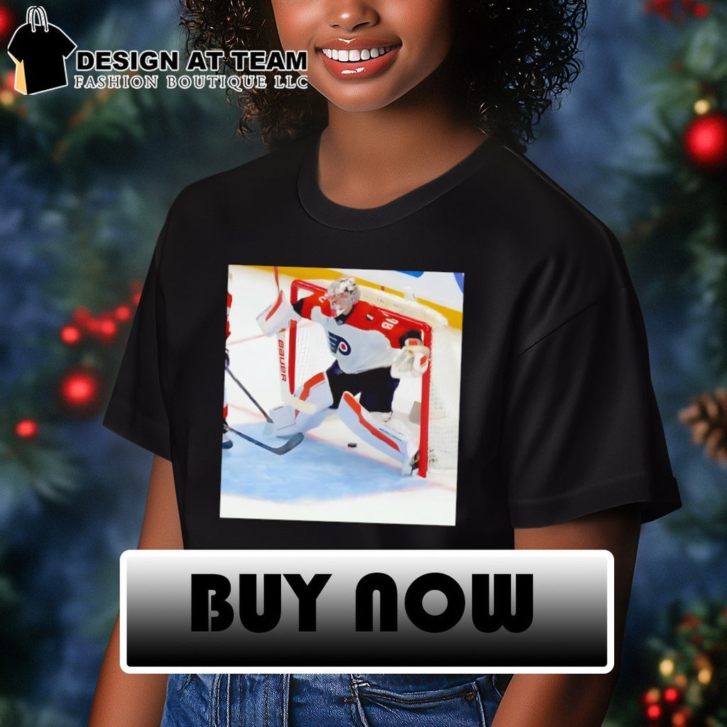 Dan Vladar Philadelphia Flyers Playoff NHL attempt to block the shot photo shirt