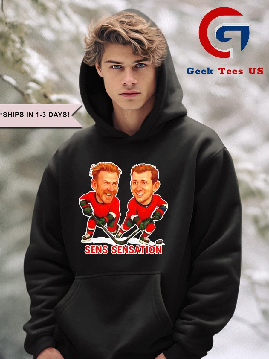 Daniel Alfredsson and Jason Spezza Sens Sensation Hockey caricatures shirt