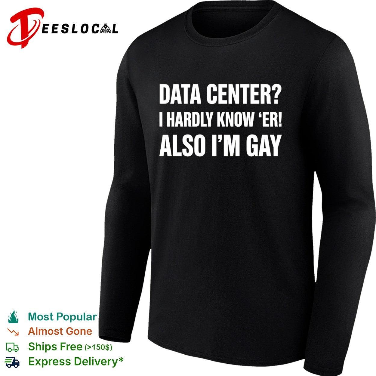 Data center I hardly know er also Im gay text shirt