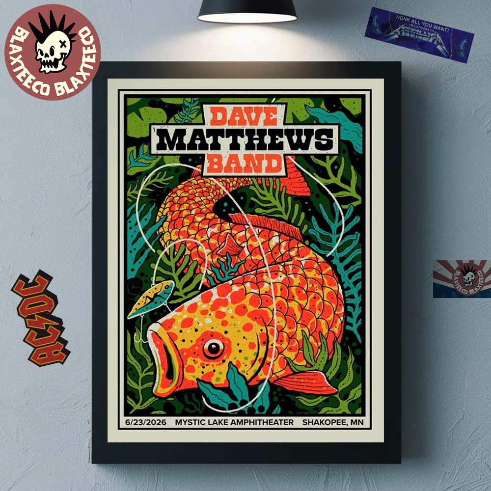Dave Matthews Band Shakopee Minnesota 2026 Event Poster At Mystic Lake Amphitheater On June 23 2026 The Goldfish Art Poster Canvas