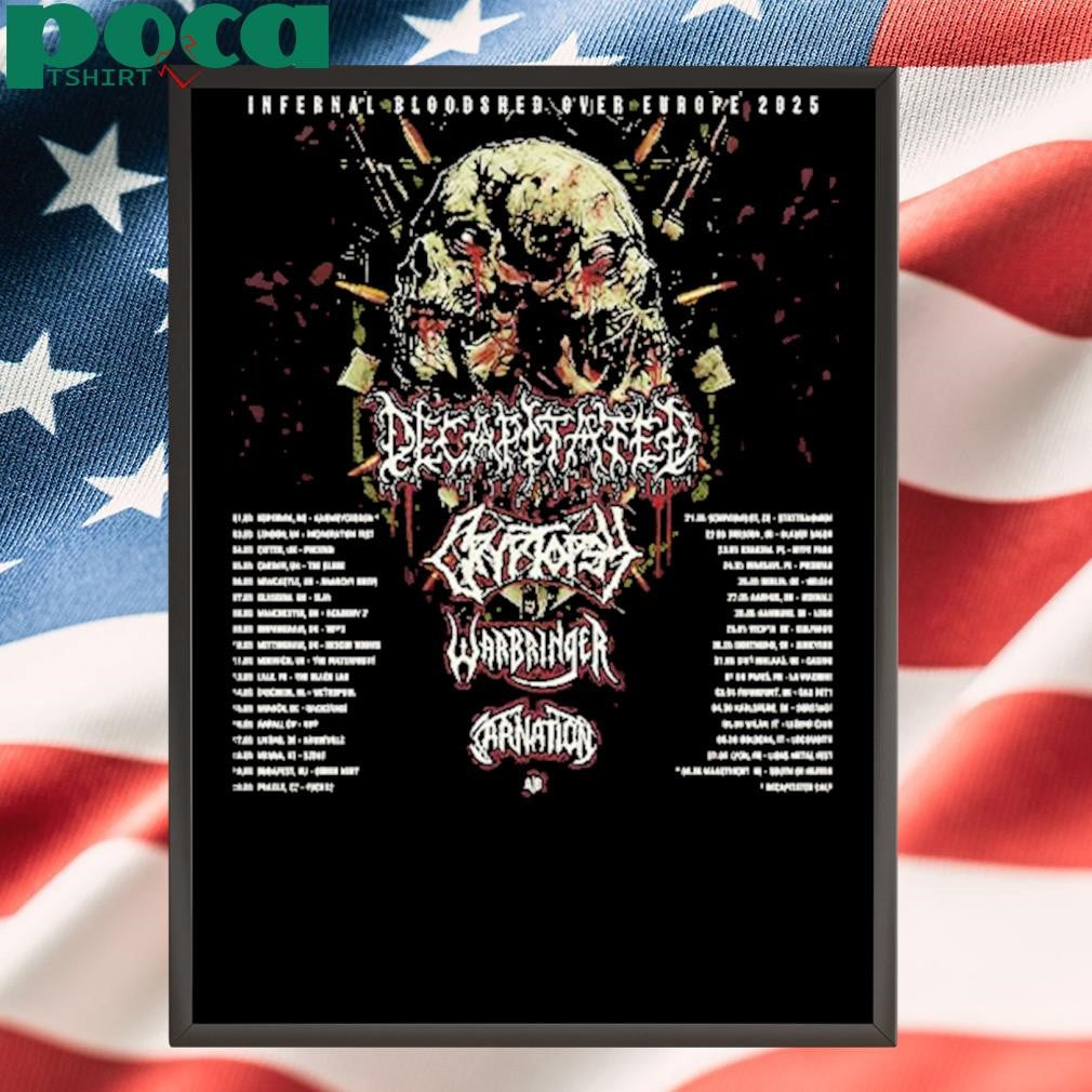 Decapitated Infernal Bloodshed Over Europe 2025 Tour Schedule Dates Two Sides Unisex T-Shirt