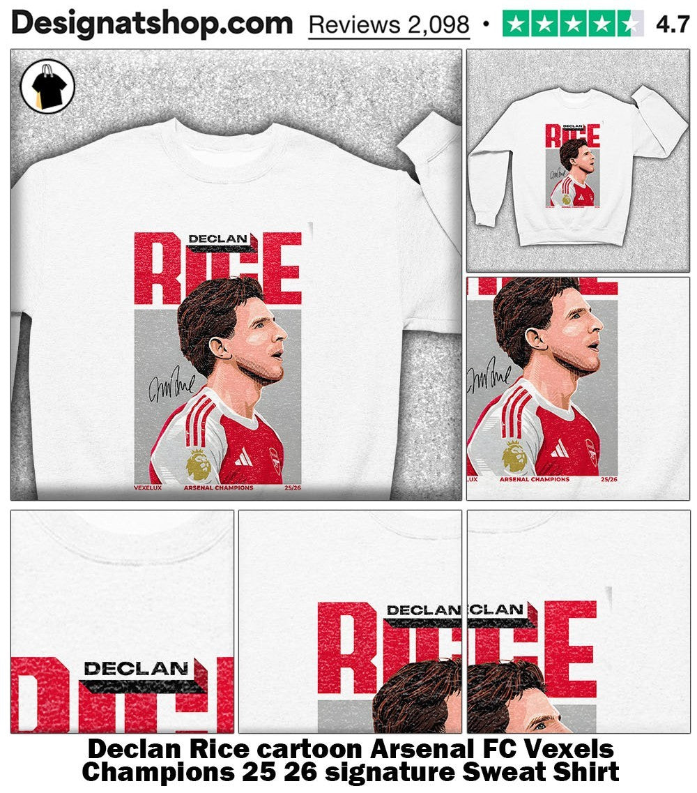 Declan Rice cartoon Arsenal FC Vexels Champions 25 26 signature shirt