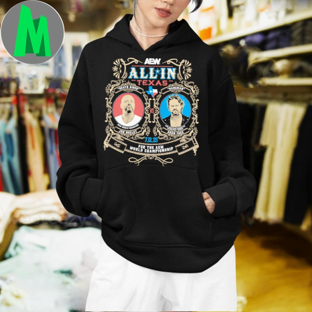 Design AEW ALL IN 2025 Matchup Jon Moxley vs Hangman Adam Page Comfort Colors Soft Heavyweight Shirt
