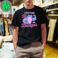 Design Black Funny LGBTQ+ Pride Beat The Bees I Put The Bi In Biceps Frog Shirt