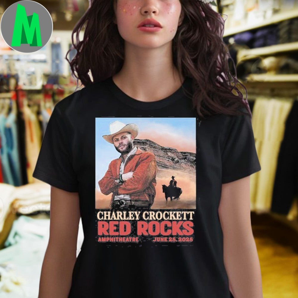 Design Charley Crockett Red Rocks Amphitheatre June 25, 2025 Concert T-Shirt