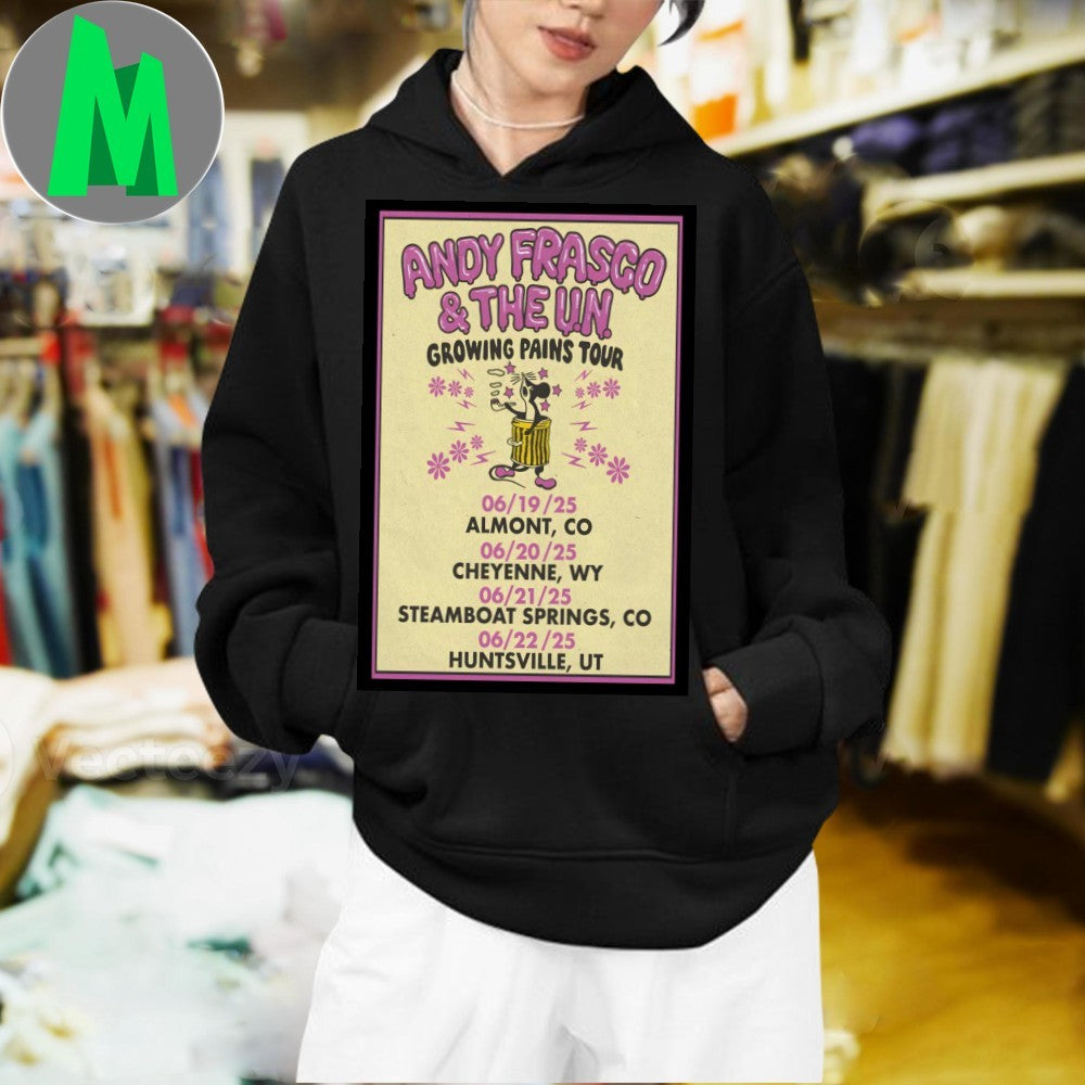 Design Cream Andy Frasco & The U.N. Growing Pains Tour June 2025 Poster T-Shirt