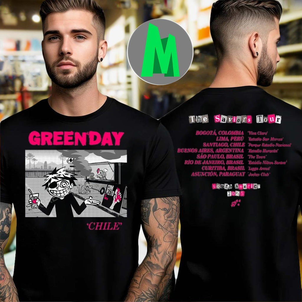 Design Green Day Chile Concert T-Shirt – The Saviors Tour 2025 Fan Merch