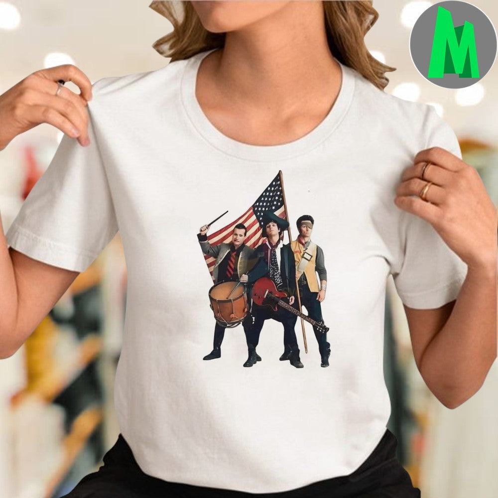 Design Green Day Patriotic Drummer Guitar Flag Pose Shirt