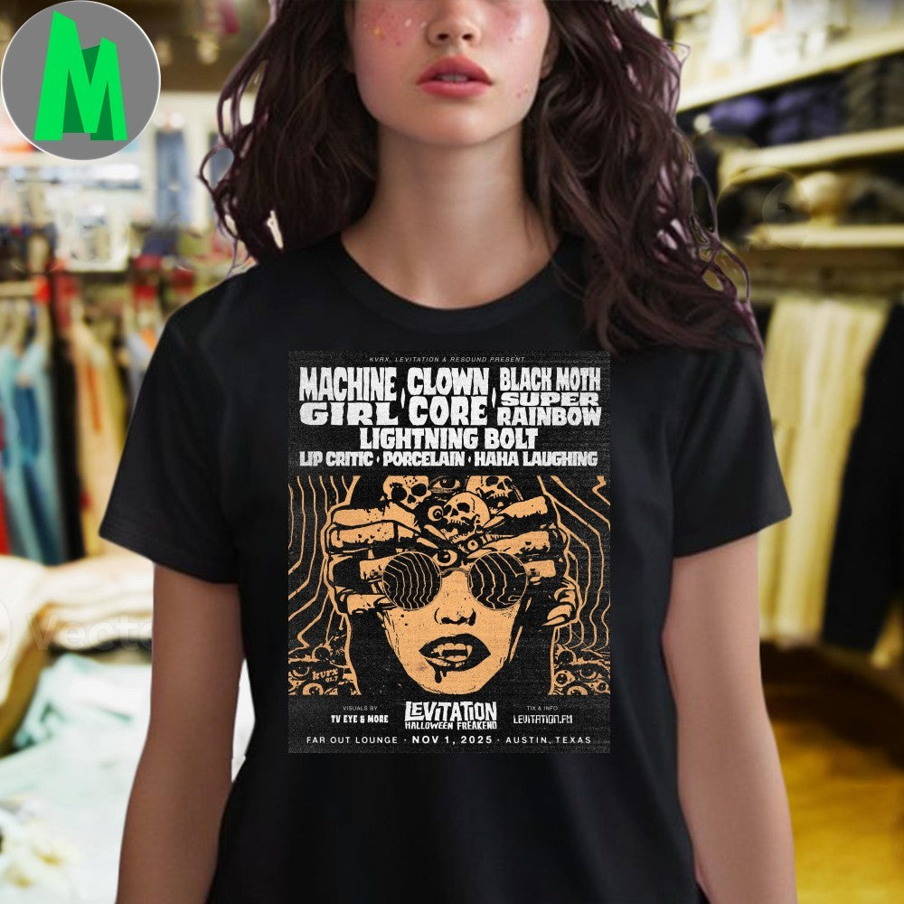 Design Levitation Halloween Freakend 2025 Machine, Clown Concert T-Shirt