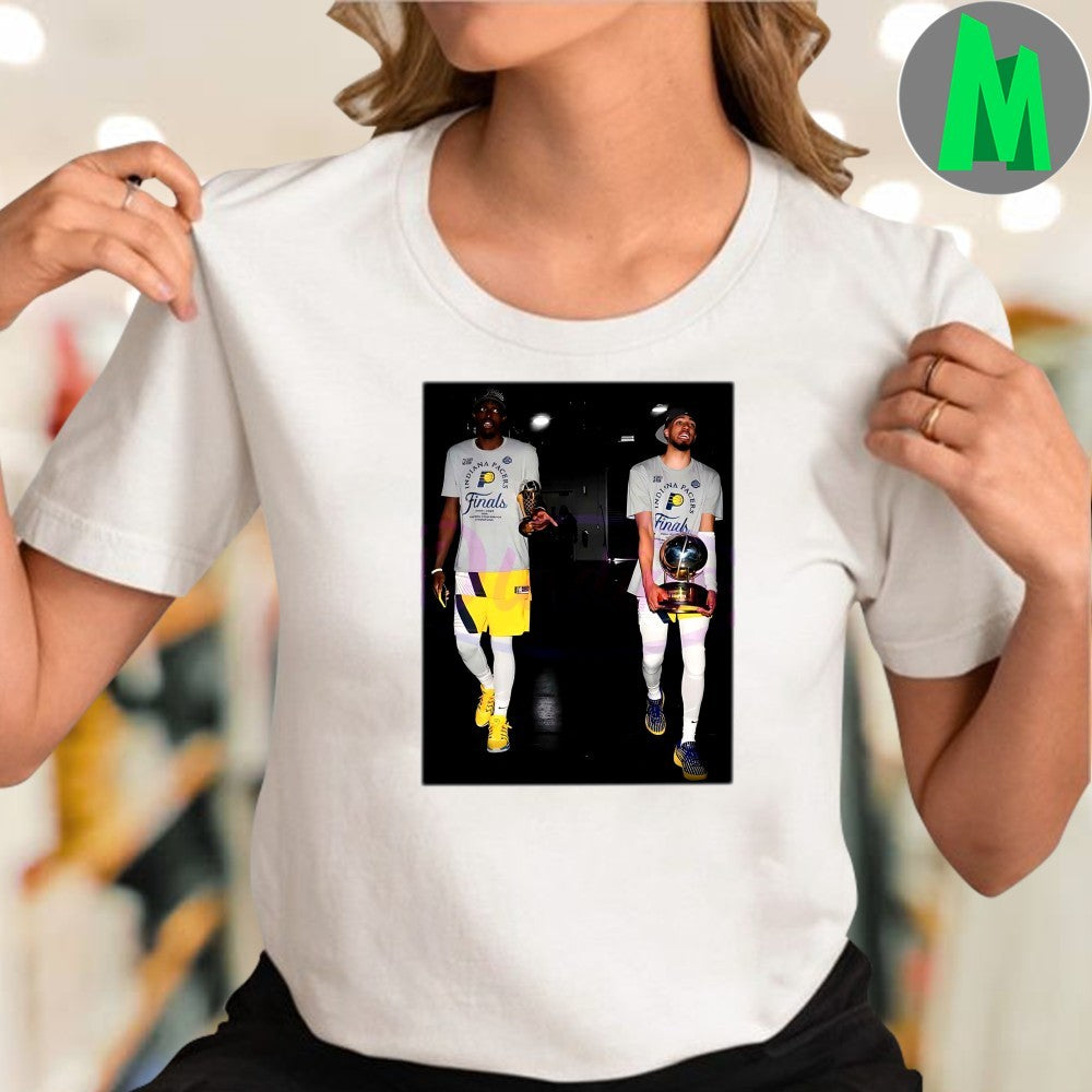 Design Light Grey Tyrese Haliburton Pascal Siakam Indiana Pacers 2025 NBA Finals Champions Celebration Fan T-Shirt