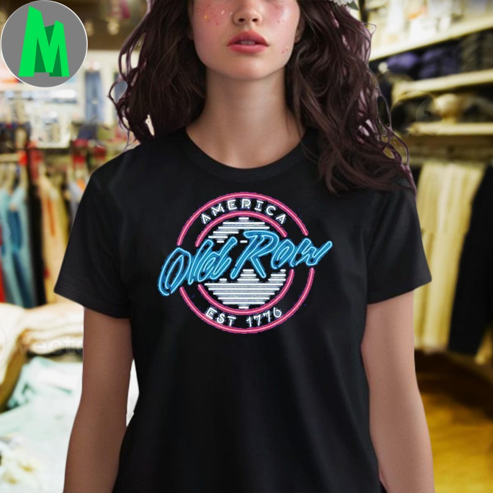 Design Old Row USA Neon Circle Logo Graphic T-Shirt
