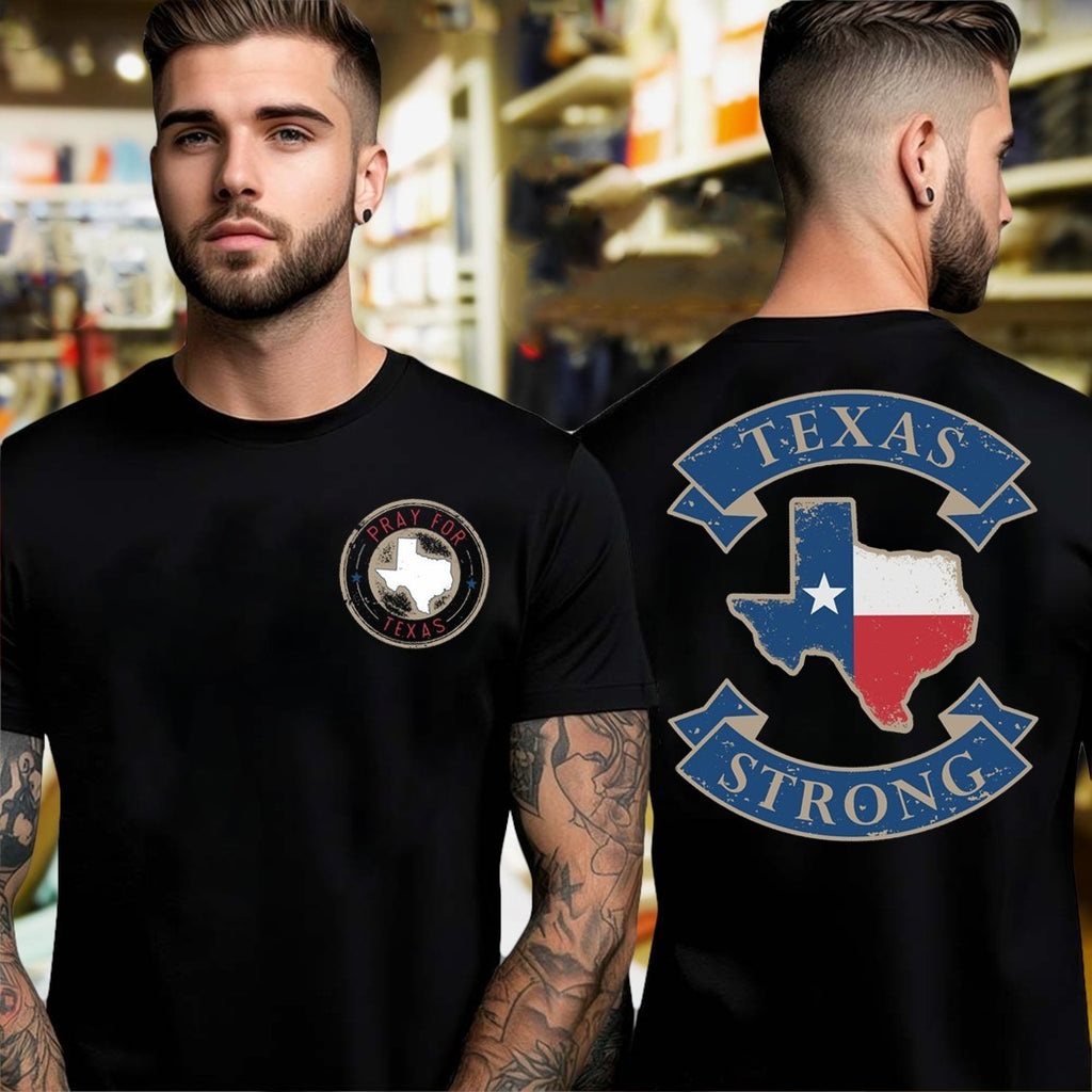Design Pray For Texas Strong Map Two Sides Shirt
