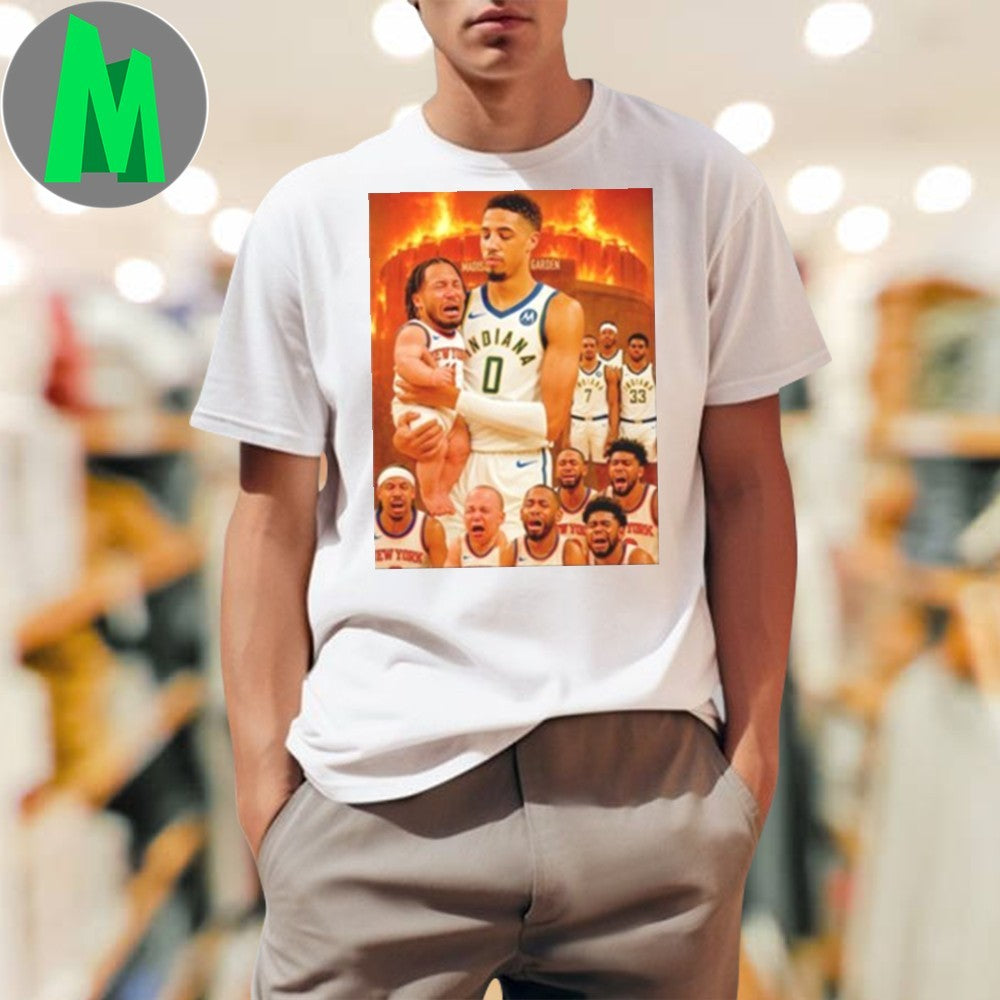 Design Tyrese Haliburton Carrying Jalen Brunson Funny Baby NBA Basketball Player Fan Shirt