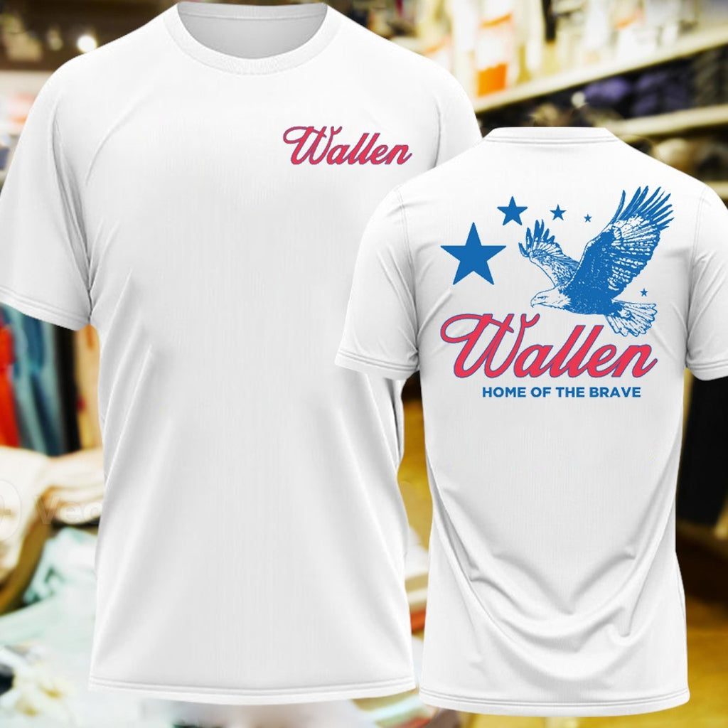Design Wallen Home of the Brave Patriotic American Eagle T-Shirt