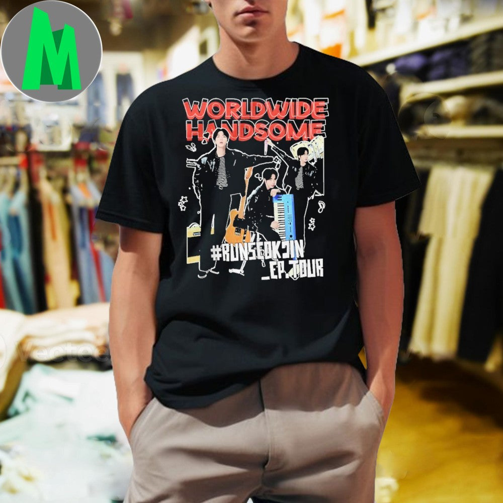 Design Worldwide Handsome Run Seokjin EP Tour 2025 BTS T-Shirt