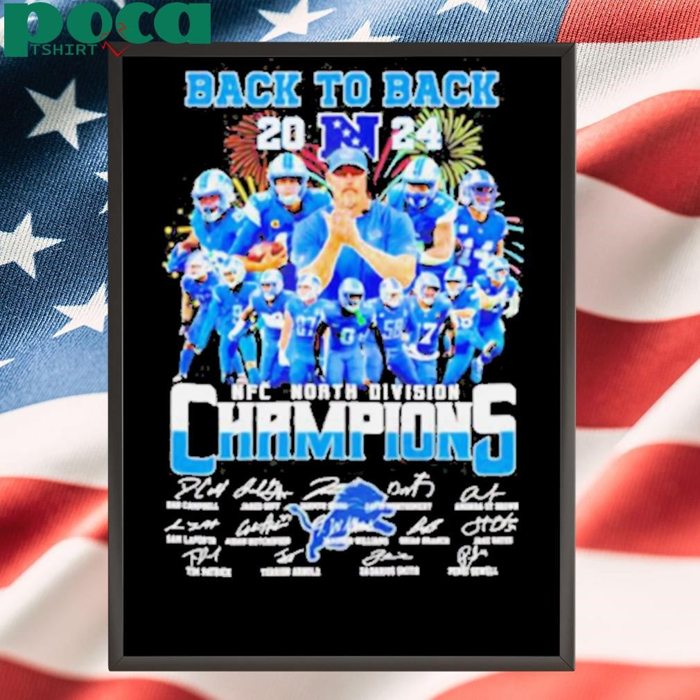 Detroit Lions back to back 2024 NFC North Division champions team players shirt