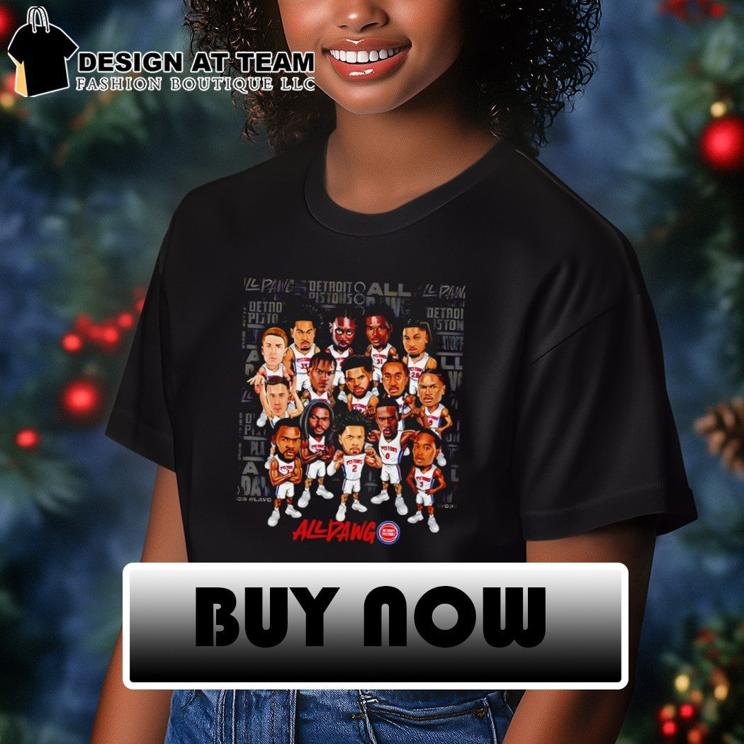 Detroit Pistons Basketball All Dawg Playoffs ’26 caricature shirt