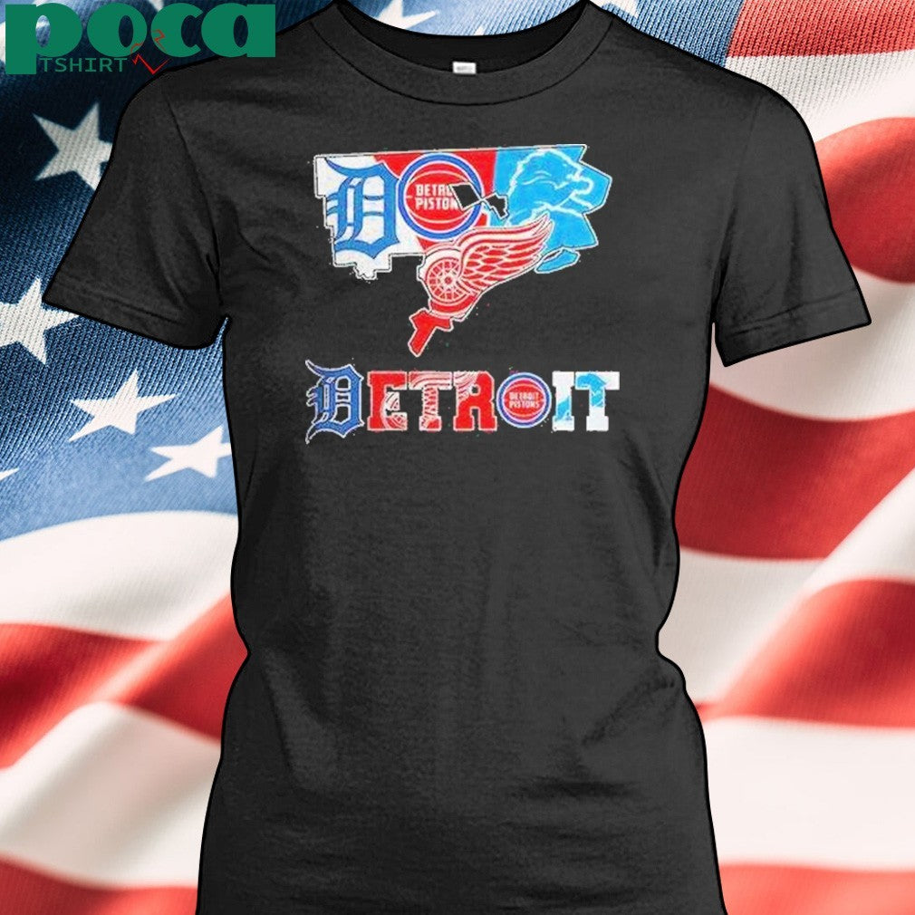 Detroit Sports Team Map Logo Shirt