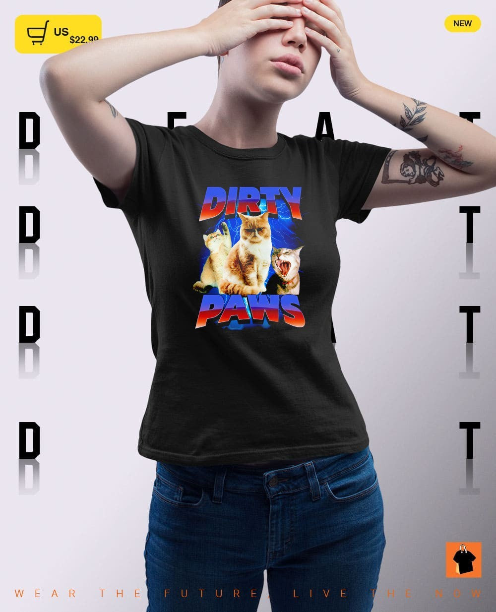 Dirty paws funny cat graphic shirt
