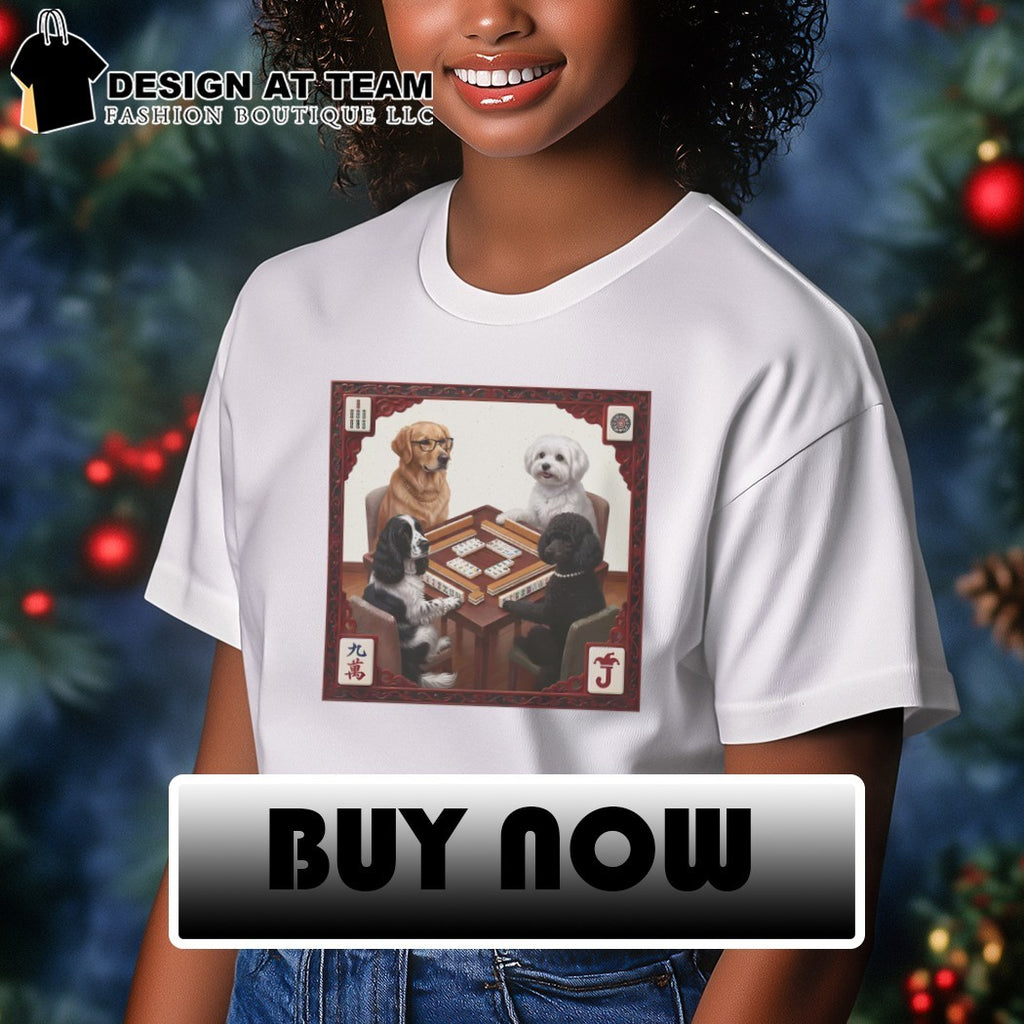 Dogs playing Mahjong with a Golden Retriever and Poodle meme shirt