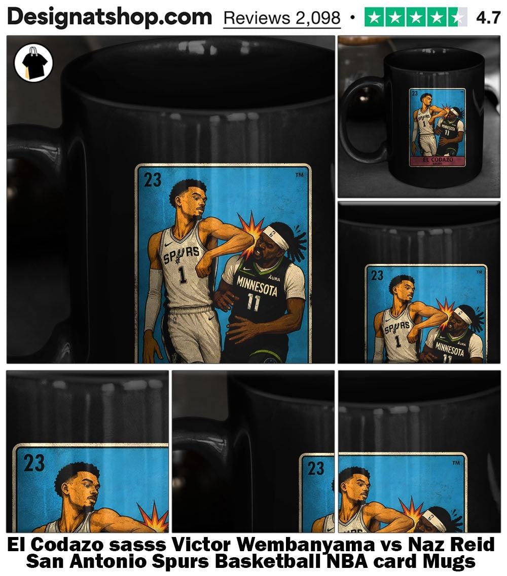 El Codazo sasss Victor Wembanyama vs Naz Reid San Antonio Spurs Basketball NBA card shirt