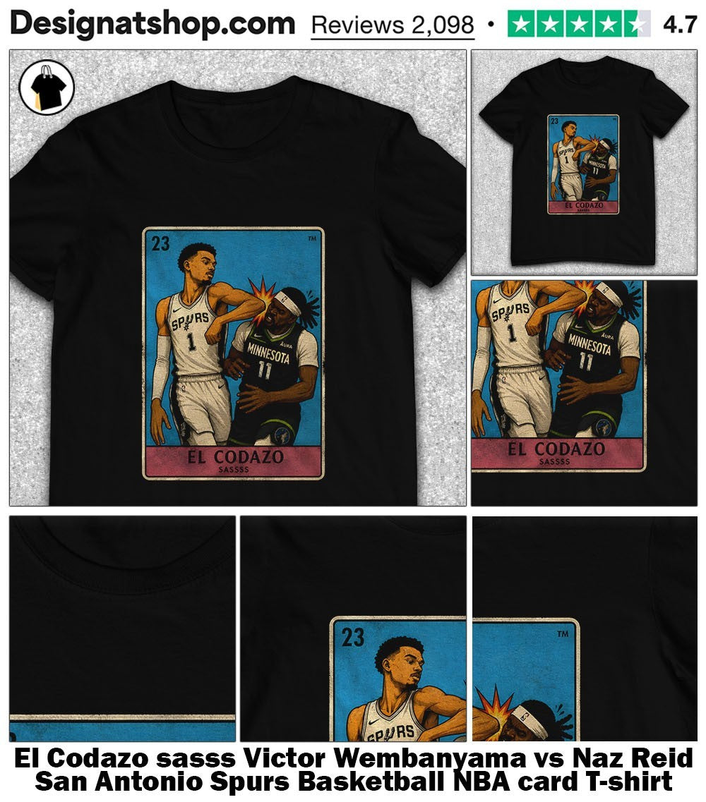 El Codazo sasss Victor Wembanyama vs Naz Reid San Antonio Spurs Basketball NBA card shirt