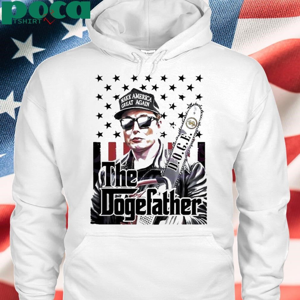 Elon Musk The Dogefather Chainsaw Doge Us Flag T Shirt