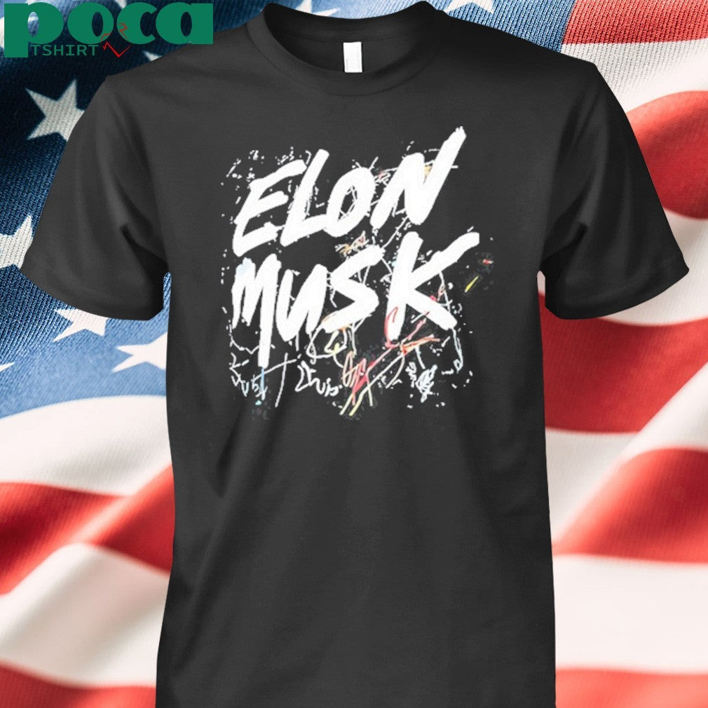 Elon Musk text scratchy shirt