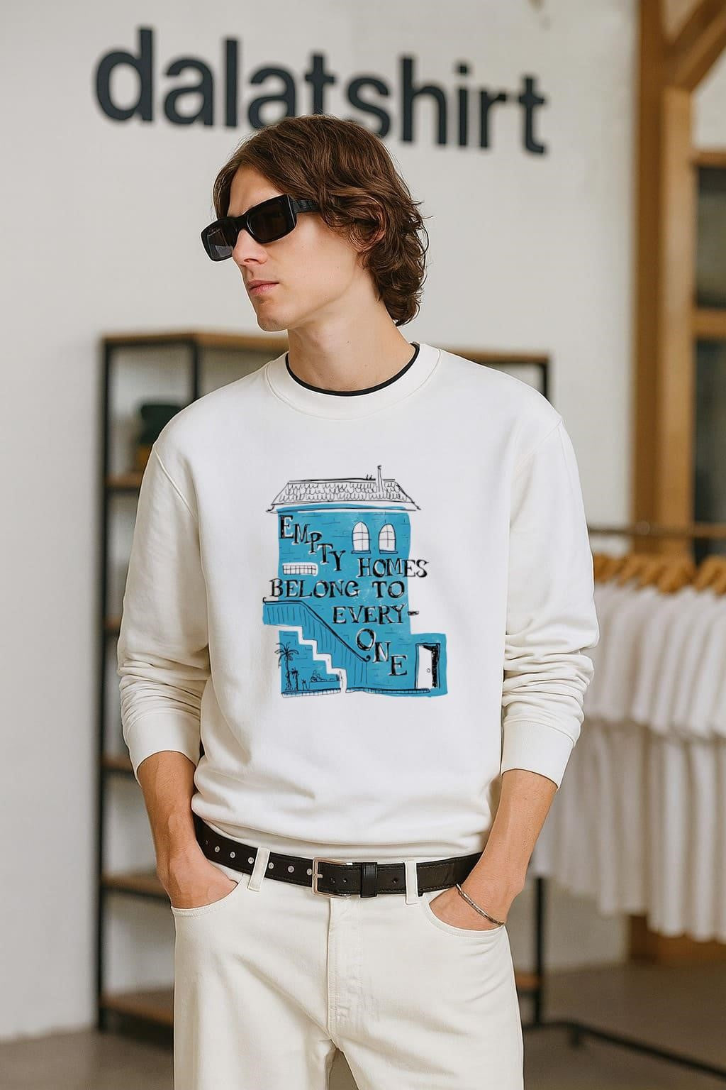 Empty Homes Belong To Everyone Blue House Art shirt