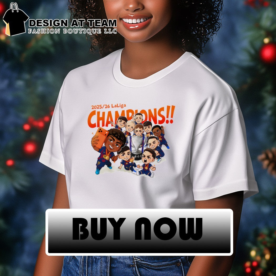 FC Barcelona chibi cartoon 2025 2026 Champions shirt