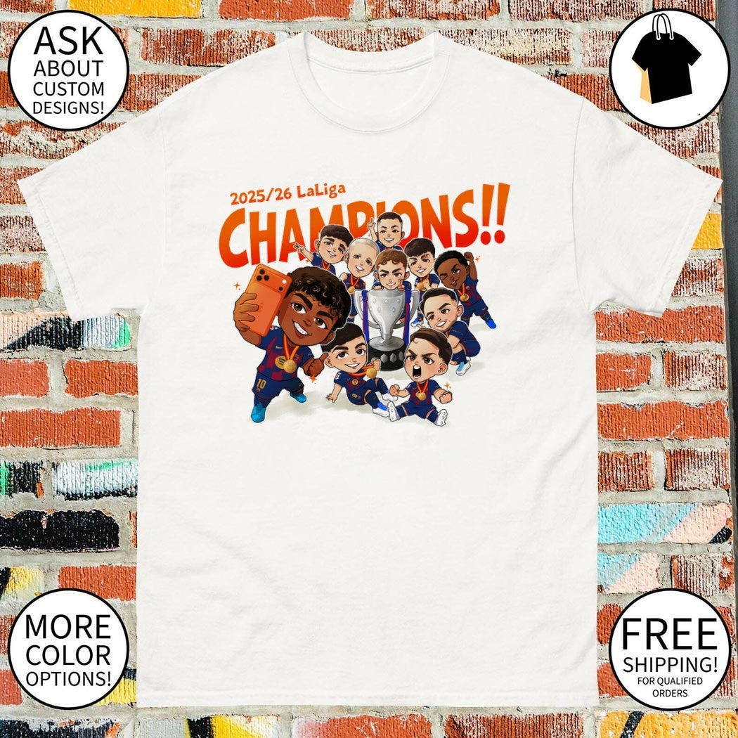 FC Barcelona chibi cartoon 2025 2026 Champions shirt