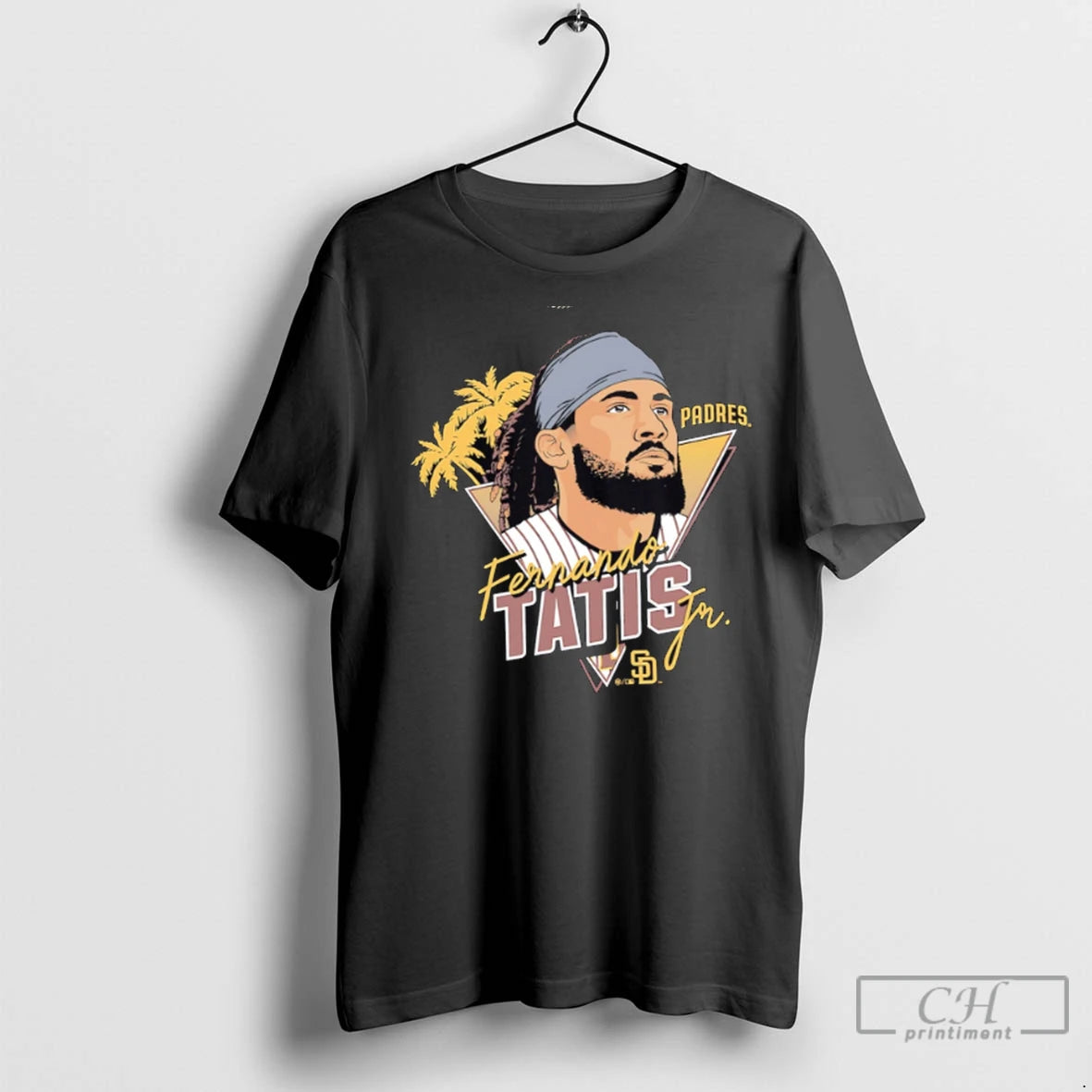 Fernando Tatis Jr Black San Diego Padres Player Caricature Franklin