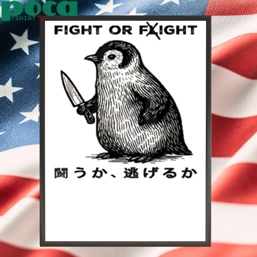 Fight Or Flight Meme Penguin With Knife shirt