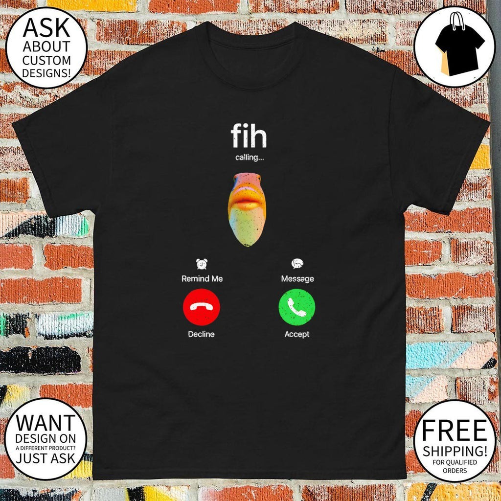 Fish calling screen fih meme funny animal phone incoming mobile interface shirt