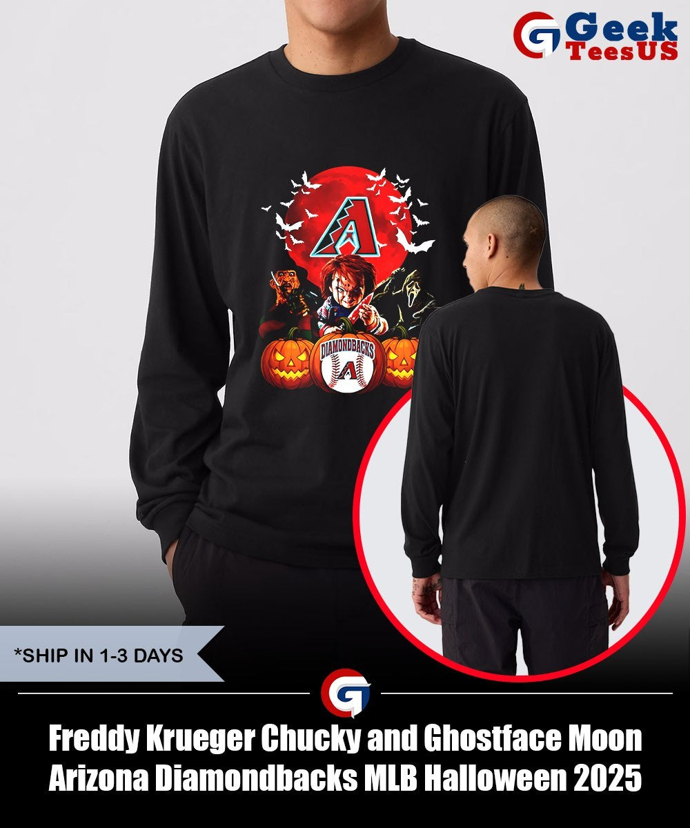 Freddy Krueger Chucky and Ghostface Moon Arizona Diamondbacks MLB Halloween 2025 shirt