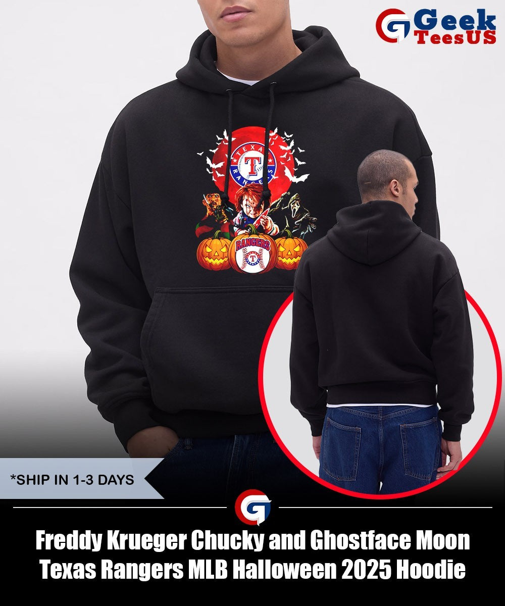 Freddy Krueger Chucky and Ghostface Moon Texas Rangers MLB Halloween 2025 shirt