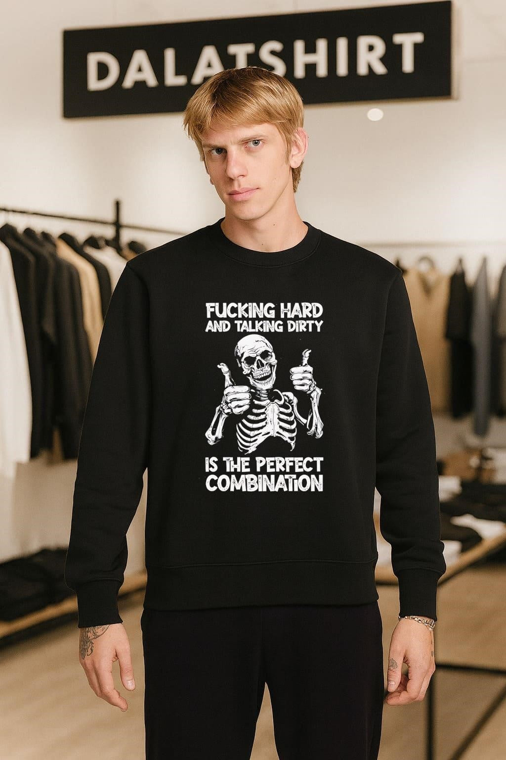Fucking Hard And Talking Dirty Is The Perfect Combination Smiling Skeleton Thumbs Up shirt