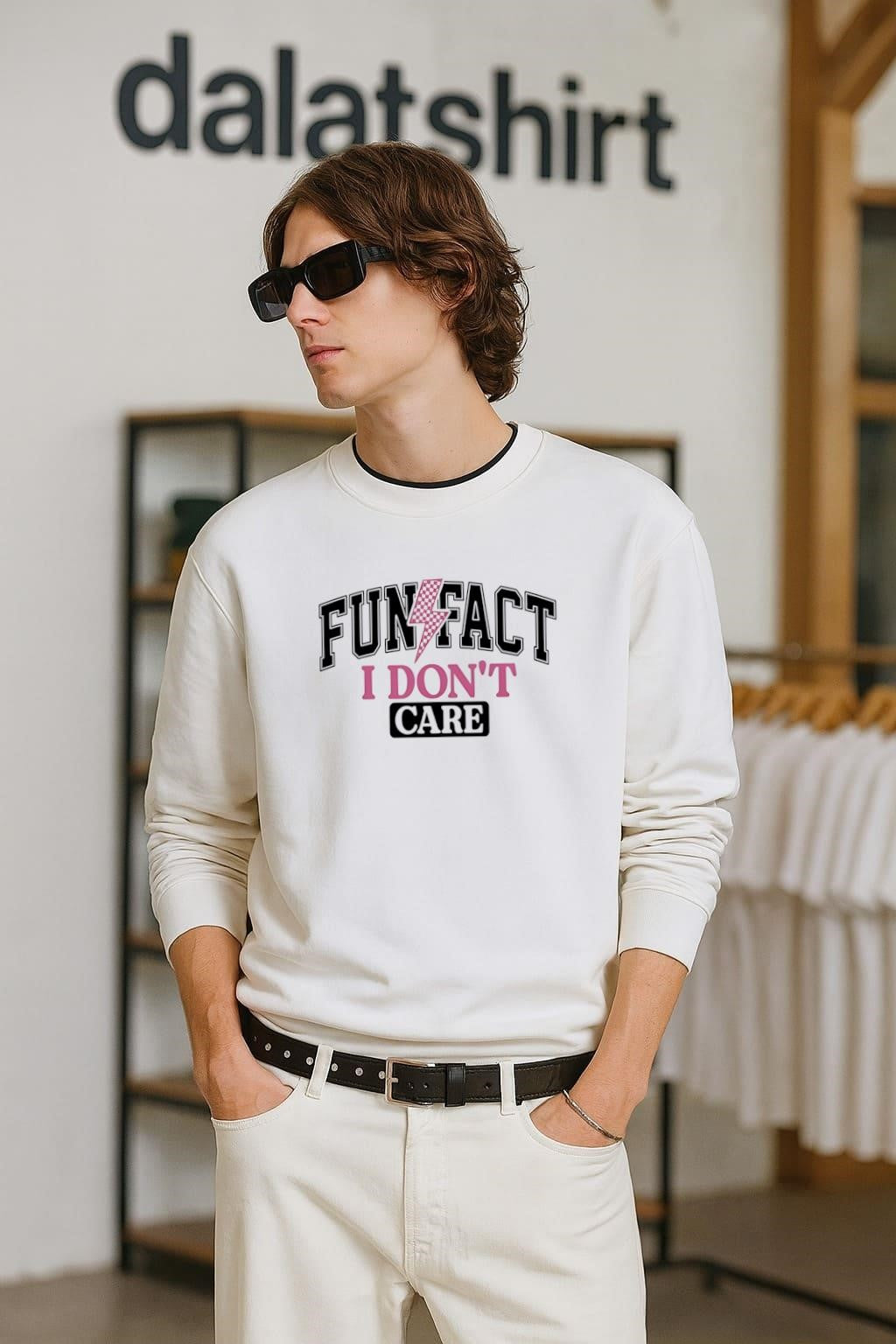 Fun Fact I Dont Care Pink Lightning shirt