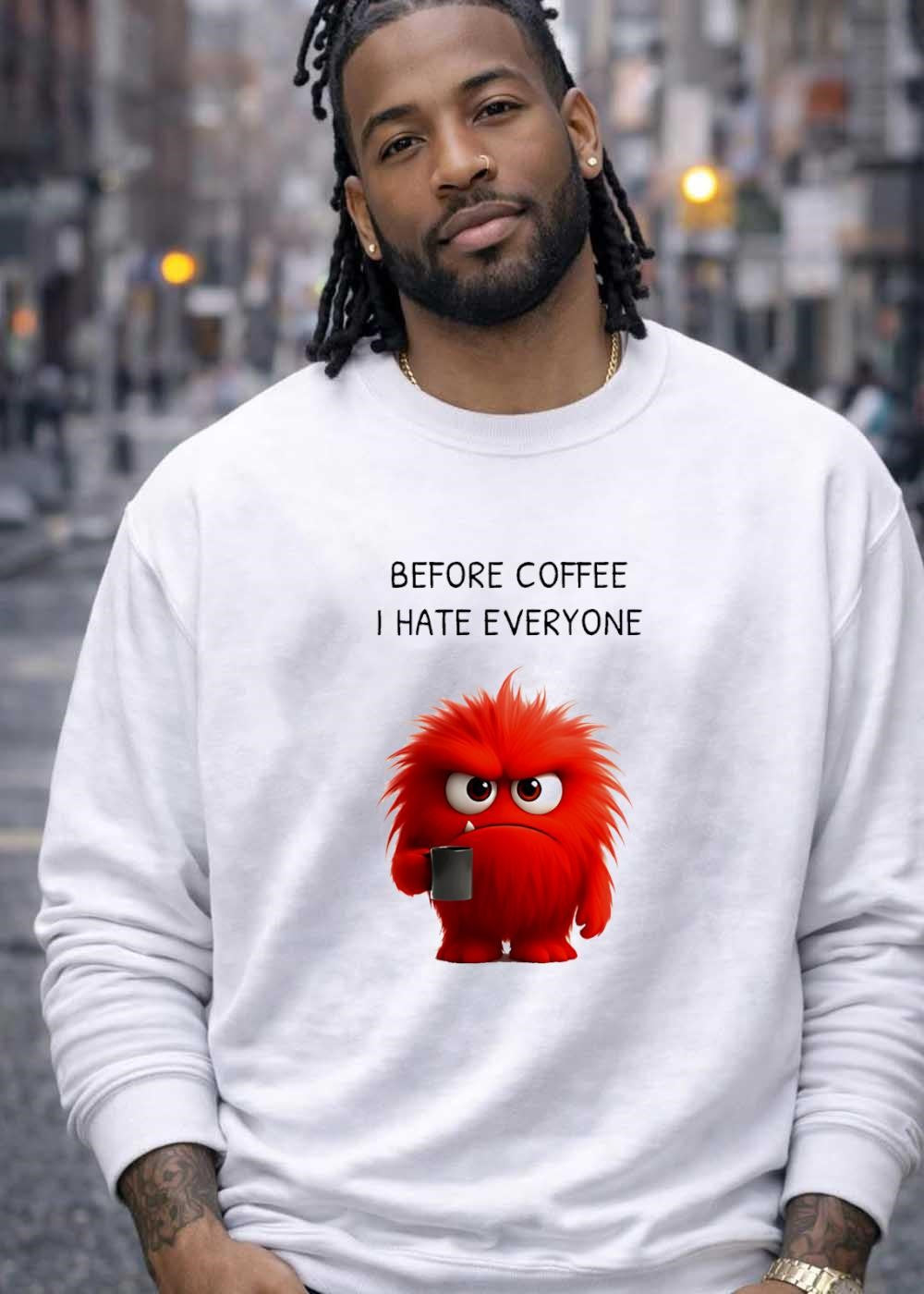Funny Coffee Monster Before I Hate Everyone T-Shirt