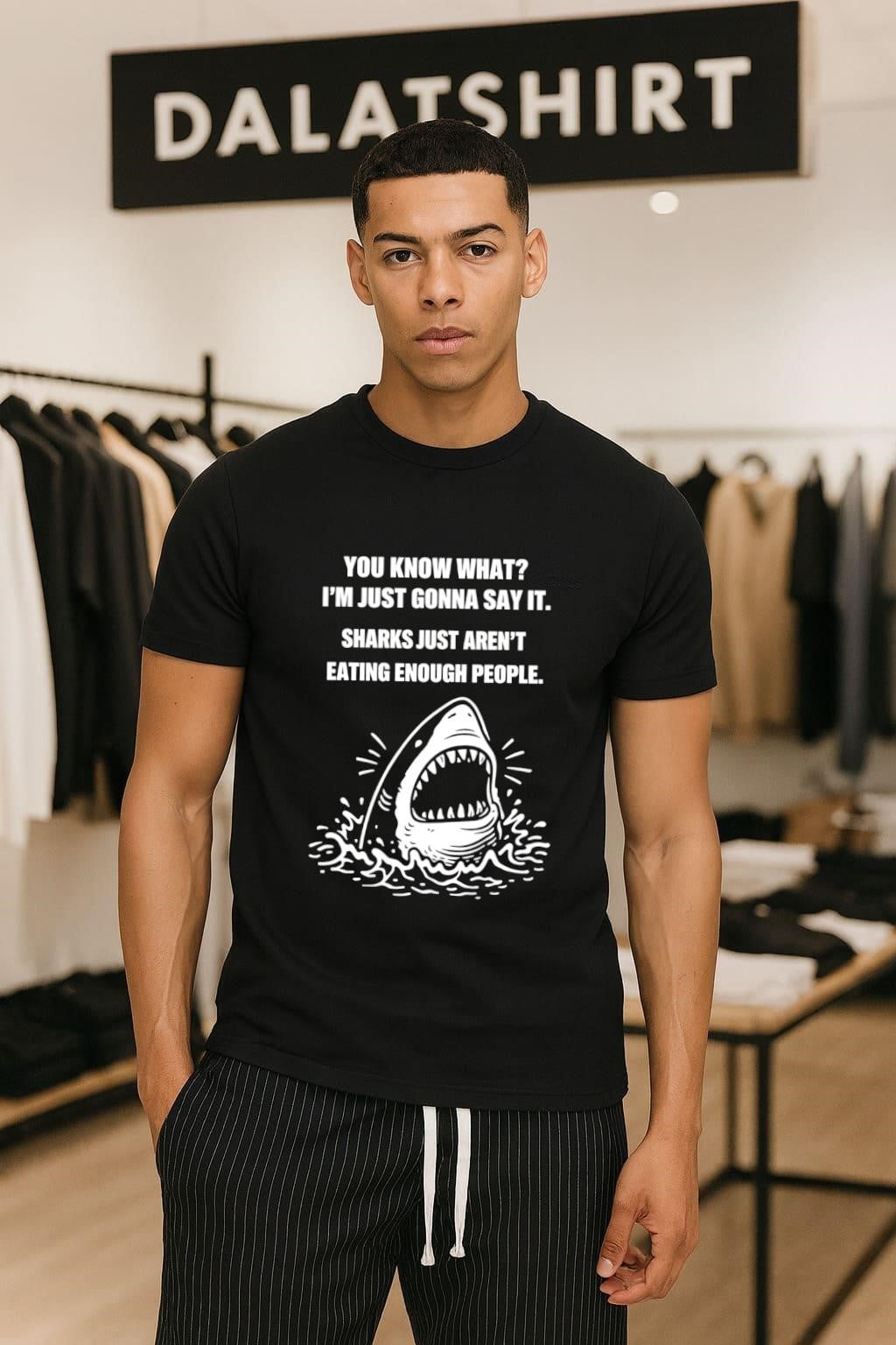 Funny Great White Shark Jumping Out Water Eating People shirt