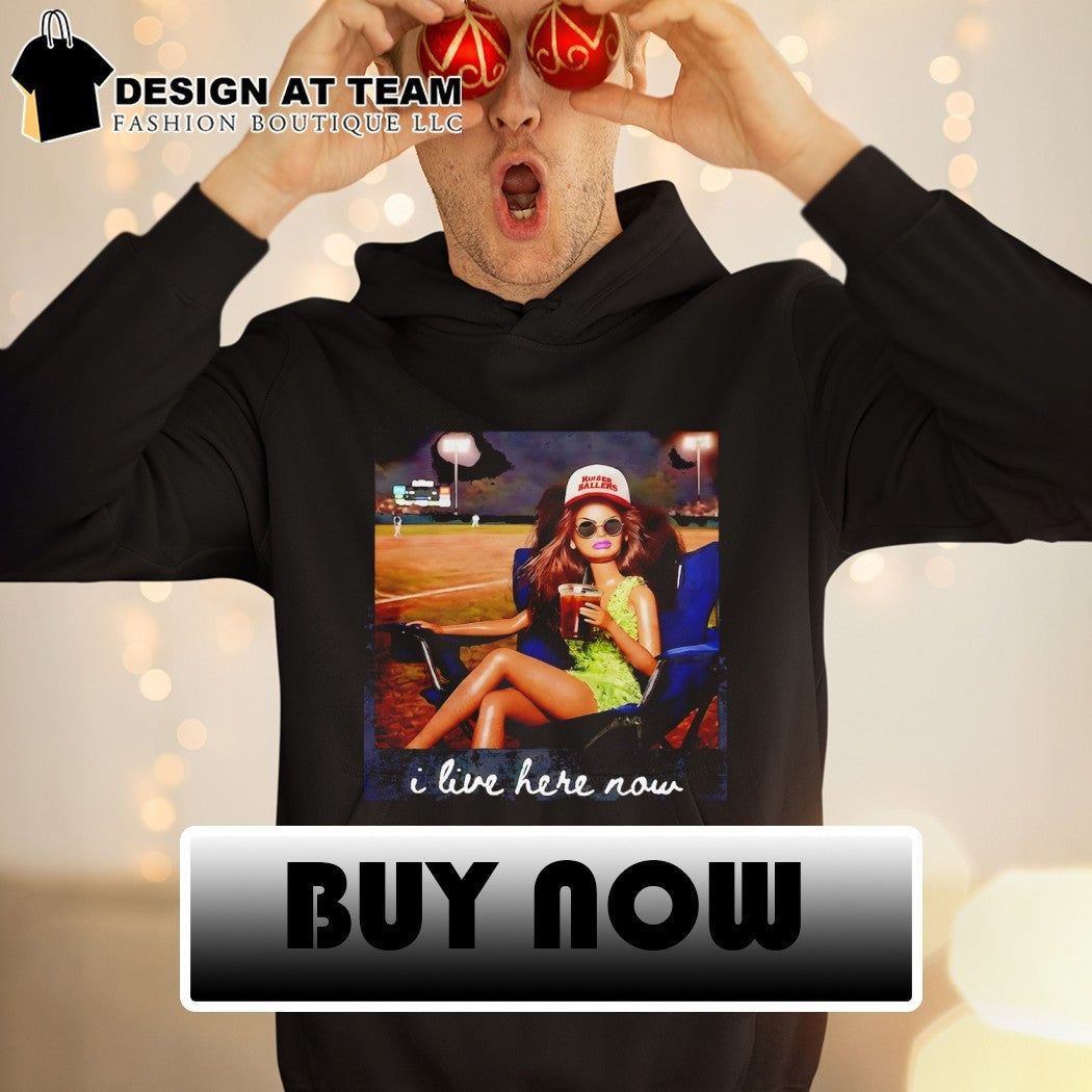 Funny meme doll drinking iced coffee I live here now Game Day shirt